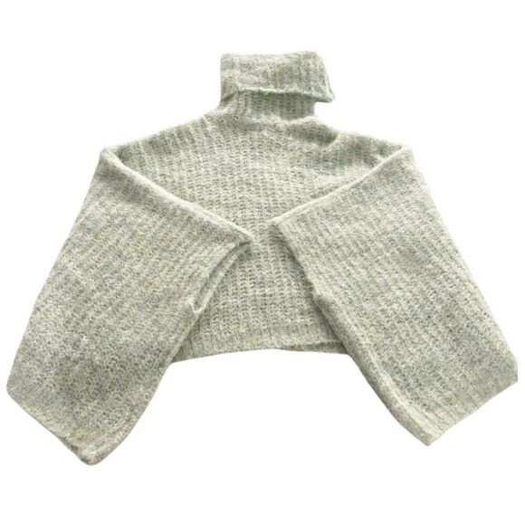 Anthropologie Cozy Knit Poncho in Light Green Mint Turtleneck SuperSoft OS - Picture 7 of 12